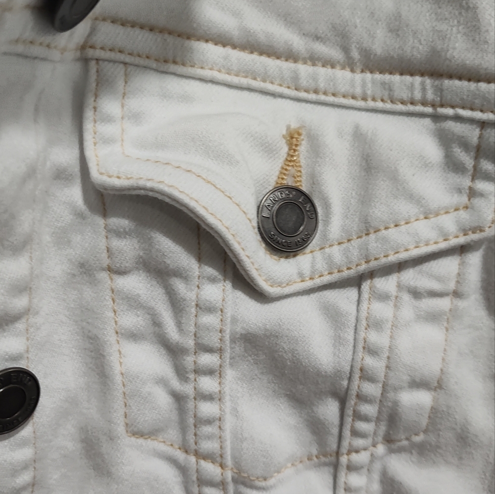 Lands' End Denim Jacket Women's Sz XS 2-4 White Button Down - super cute - Picture 2 of 5